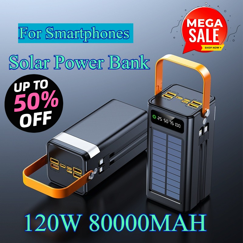 80000mAh Solar Power Bank 120W - огляд і ціна Solar Emergency Charger