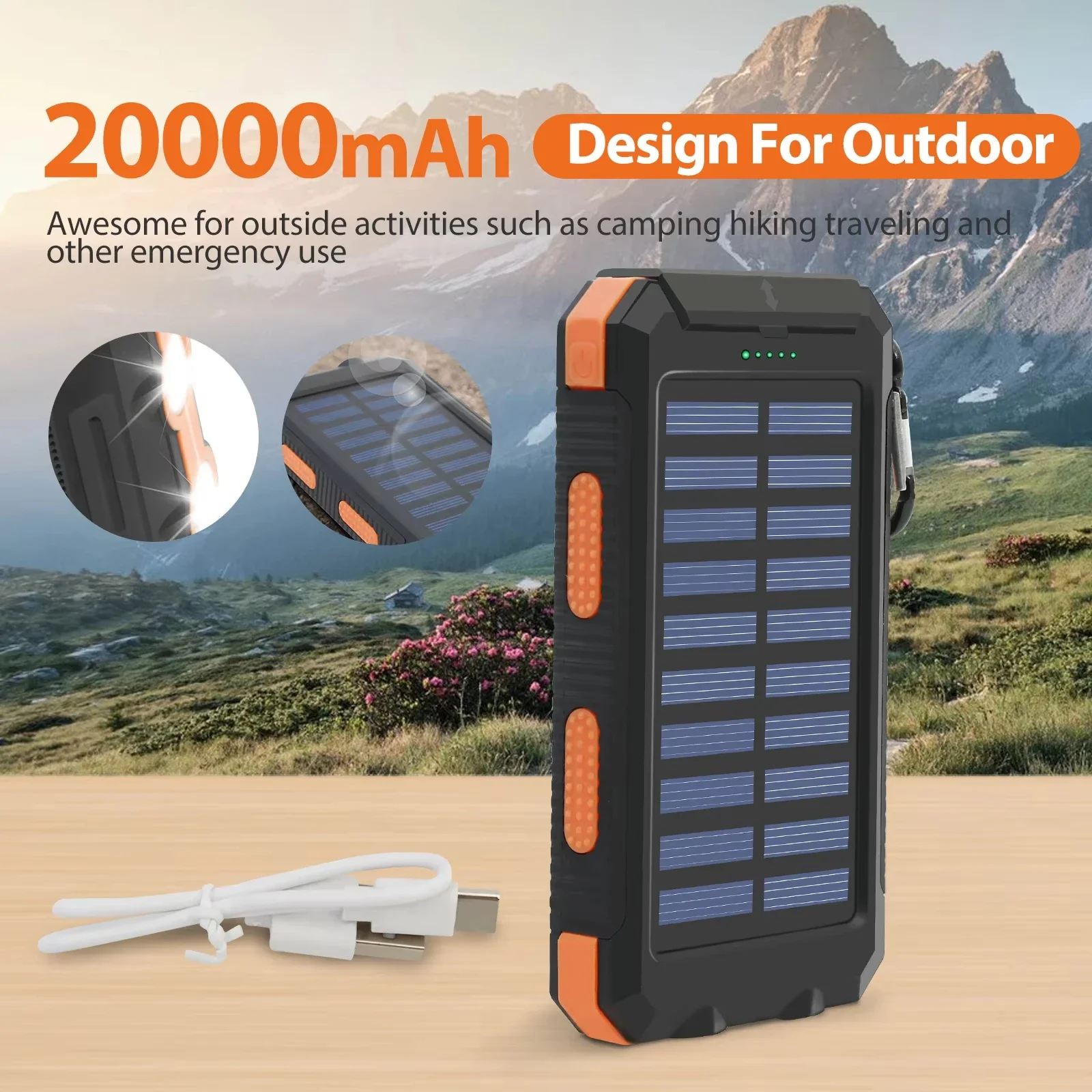 Waterproof Solar Power Bank 20 - огляд і ціна Solar Emergency Charger